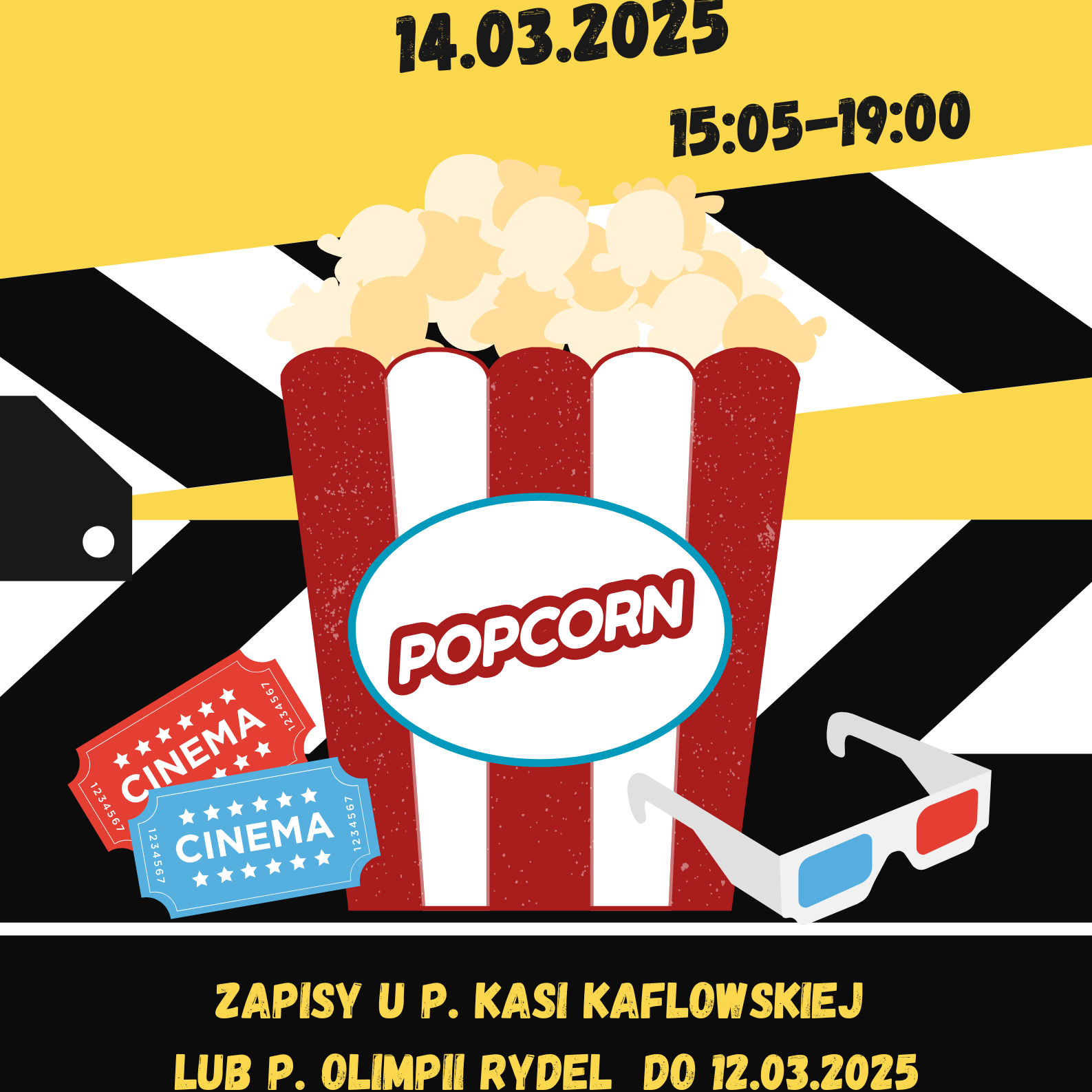Plakat dotyczący wieczoru filmowego